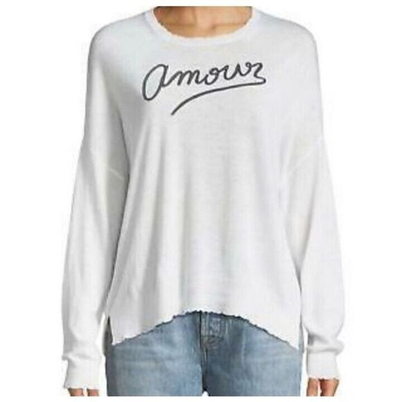 Sundry Sweater Women's Ivory Scallop edges Amour Cashmere  Wool Size  Small 1 - Picture 1 of 12